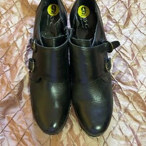 Born Blacks Leather Buckle Ankle Boots